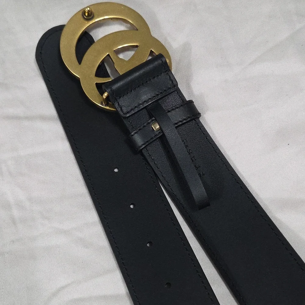 Gucci Black Marmont Pearl Belt Gold GG Buckle - Picture 7 of 14